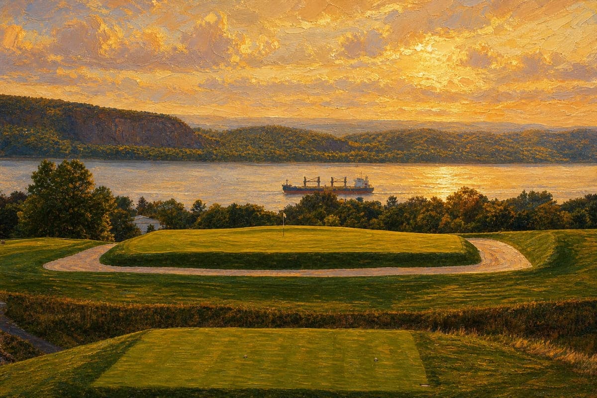 Oil painting of Sleepy Hollow No. 5 overlooking the Hudson River